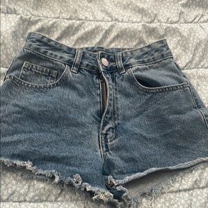 SHEIN Blue Jean Shorts Distressed Raw Hem